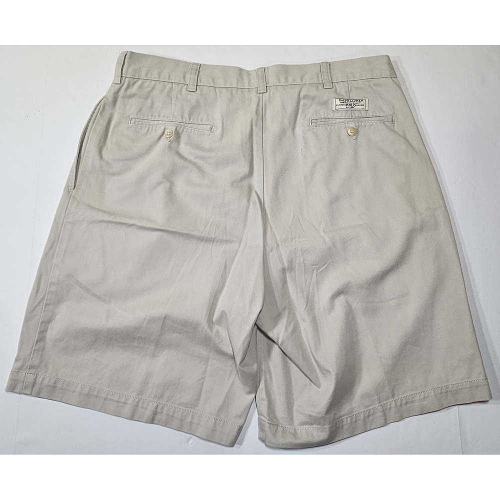 Polo Ralph Lauren Tyler Short Men's 35 Khaki Tan Pleated Cotton‎ Chino Shorts